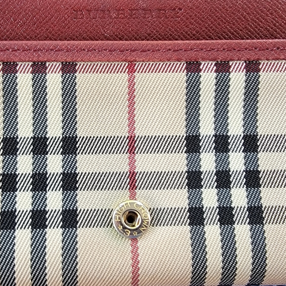 Burberry Beige & Burgundy Canvas Leather Nova Check Long Wallet - Picture 16 of 16